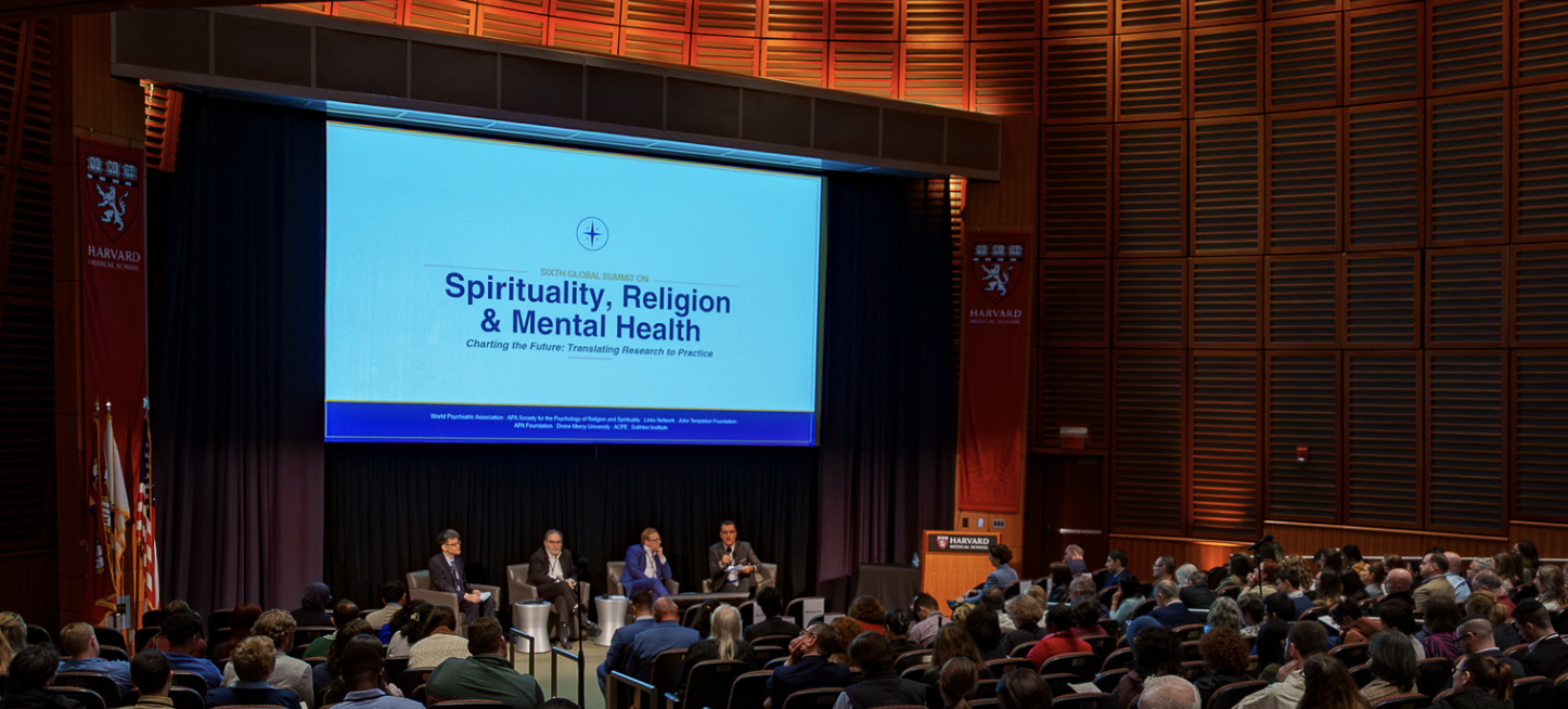 Panel discussion on stage at Harvard Medical School